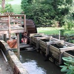 Wheel showing flume with  pond below